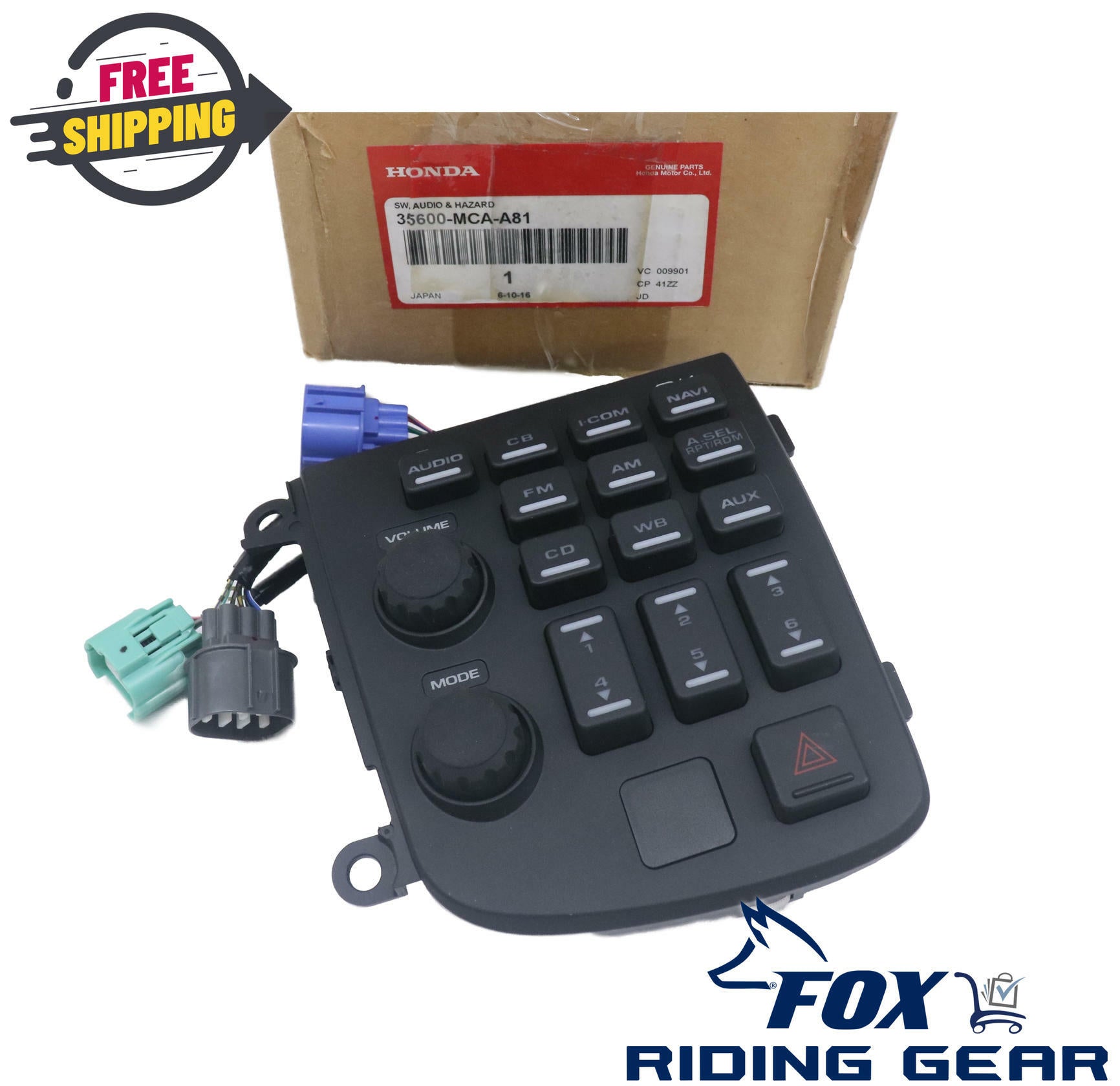 OPEN BOX - OEM Honda Audio Hazard Control Switch - Goldwing 1800- 35600-MCA-A81