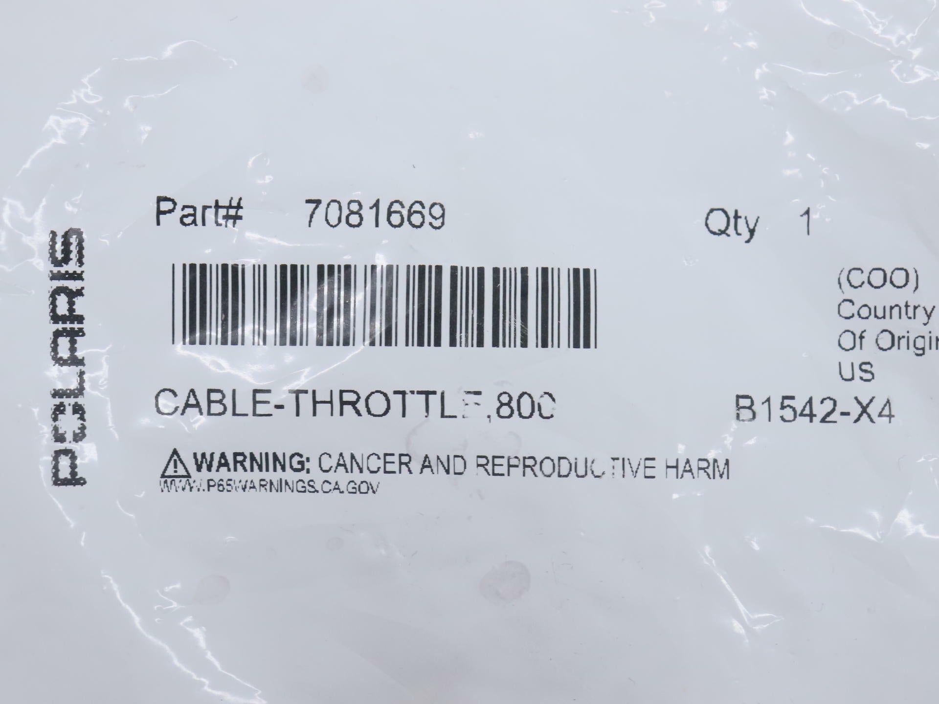 OPEN BOX - OEM Polaris Throttle Cable - 11-17 Ranger 800 6x6 - 7081669