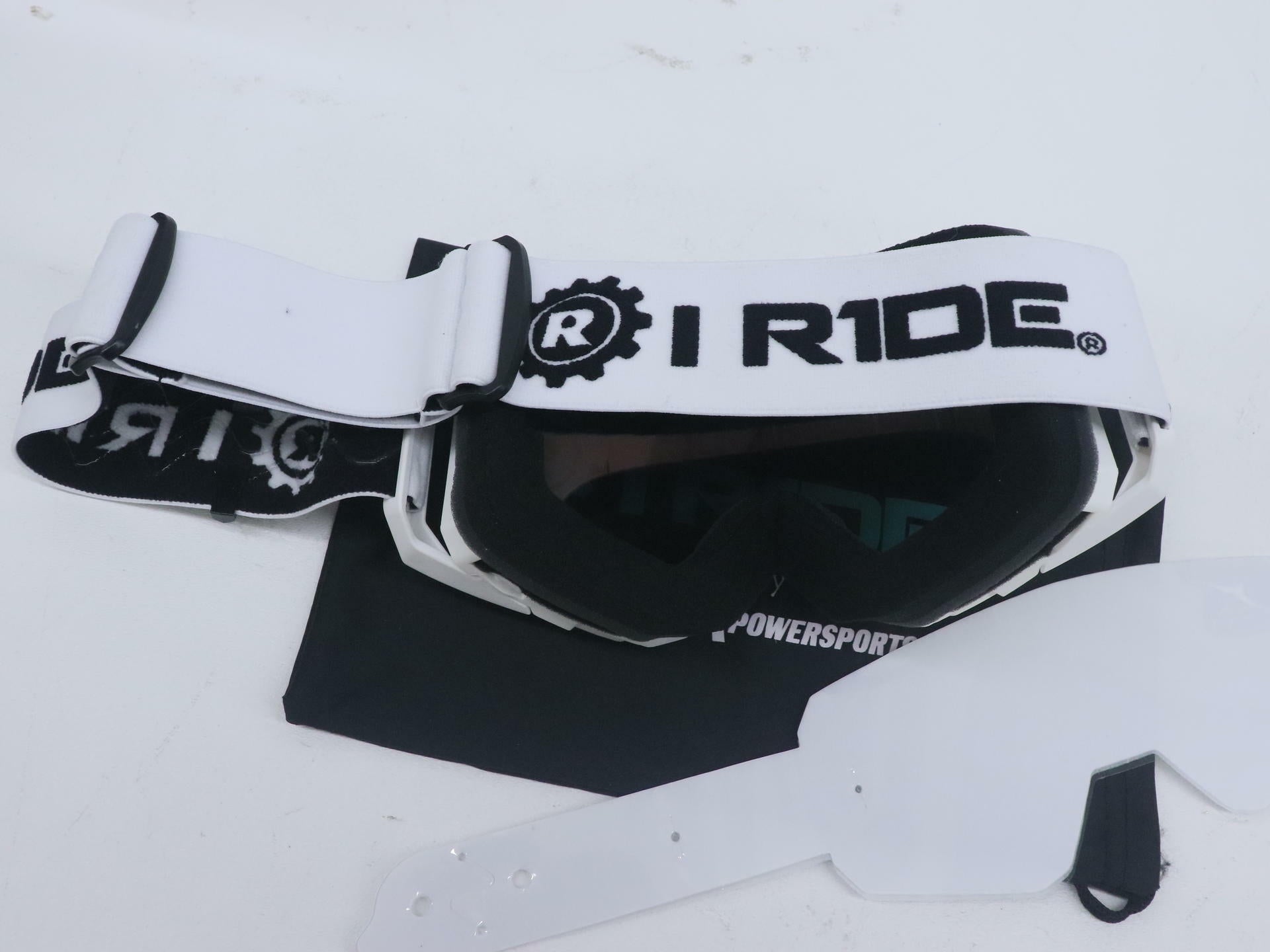 OPEN BOX - Fox Powersports Motocross White Goggle w/Orange Pop Lens + Clear Lens