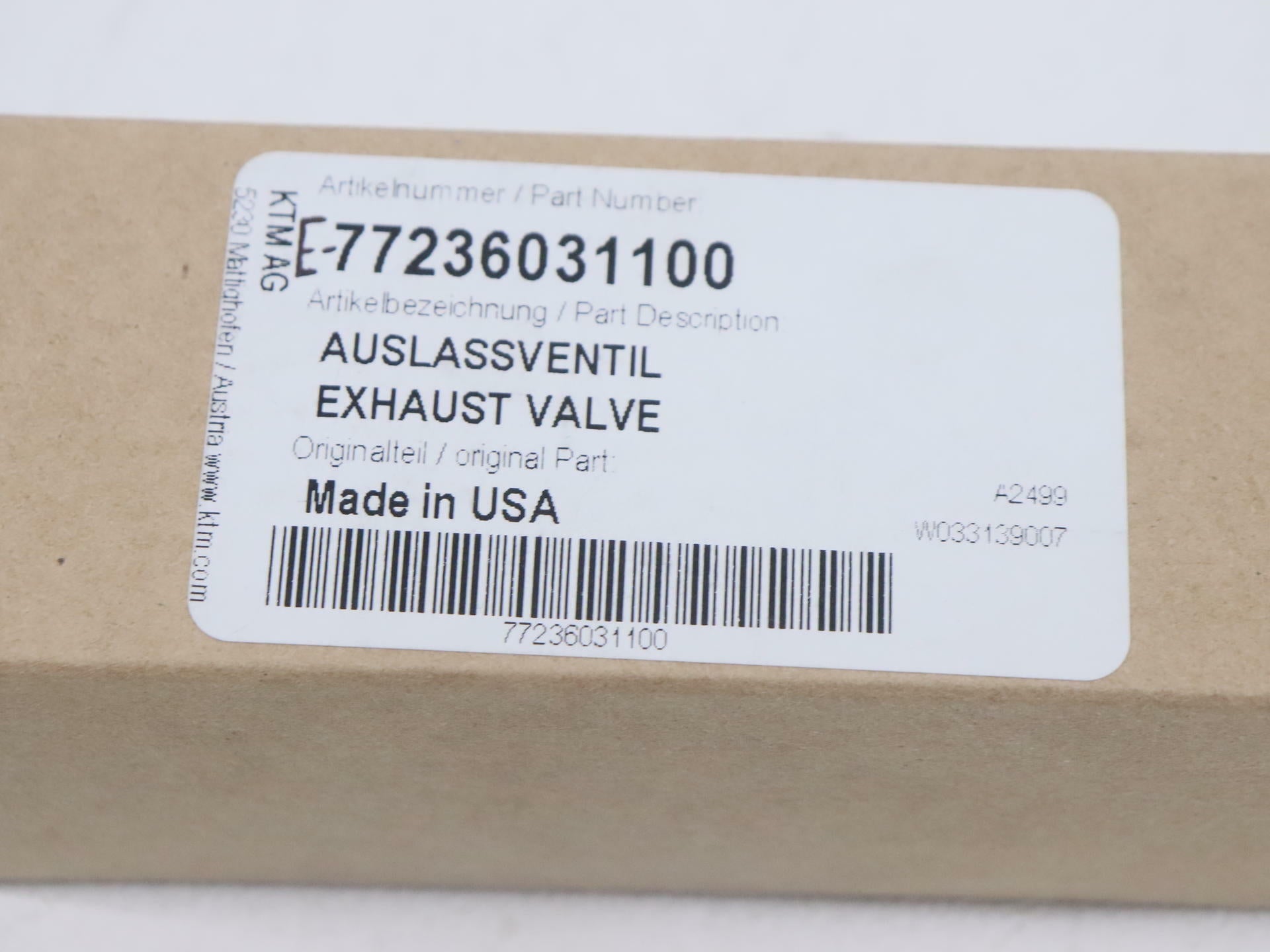 OPEN BOX - OEM KTM Exhaust Valve - 350SXF FX350 FC350 FE350 EX350F - 77236031100