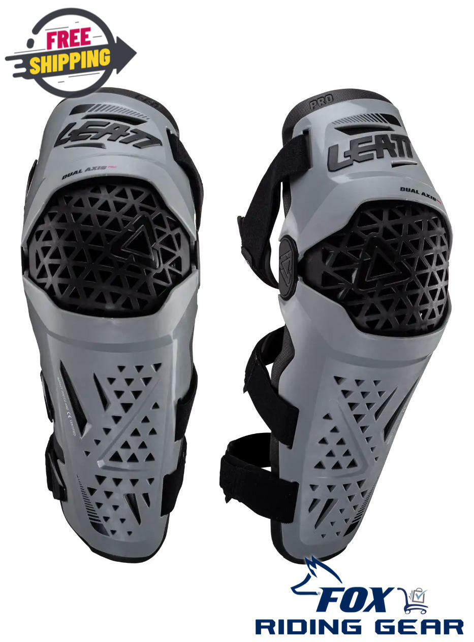 OPEN BOX - Leatt Knee Shin Guards Dual Axis Forge GREY - ADULT 2XL - 5024060812