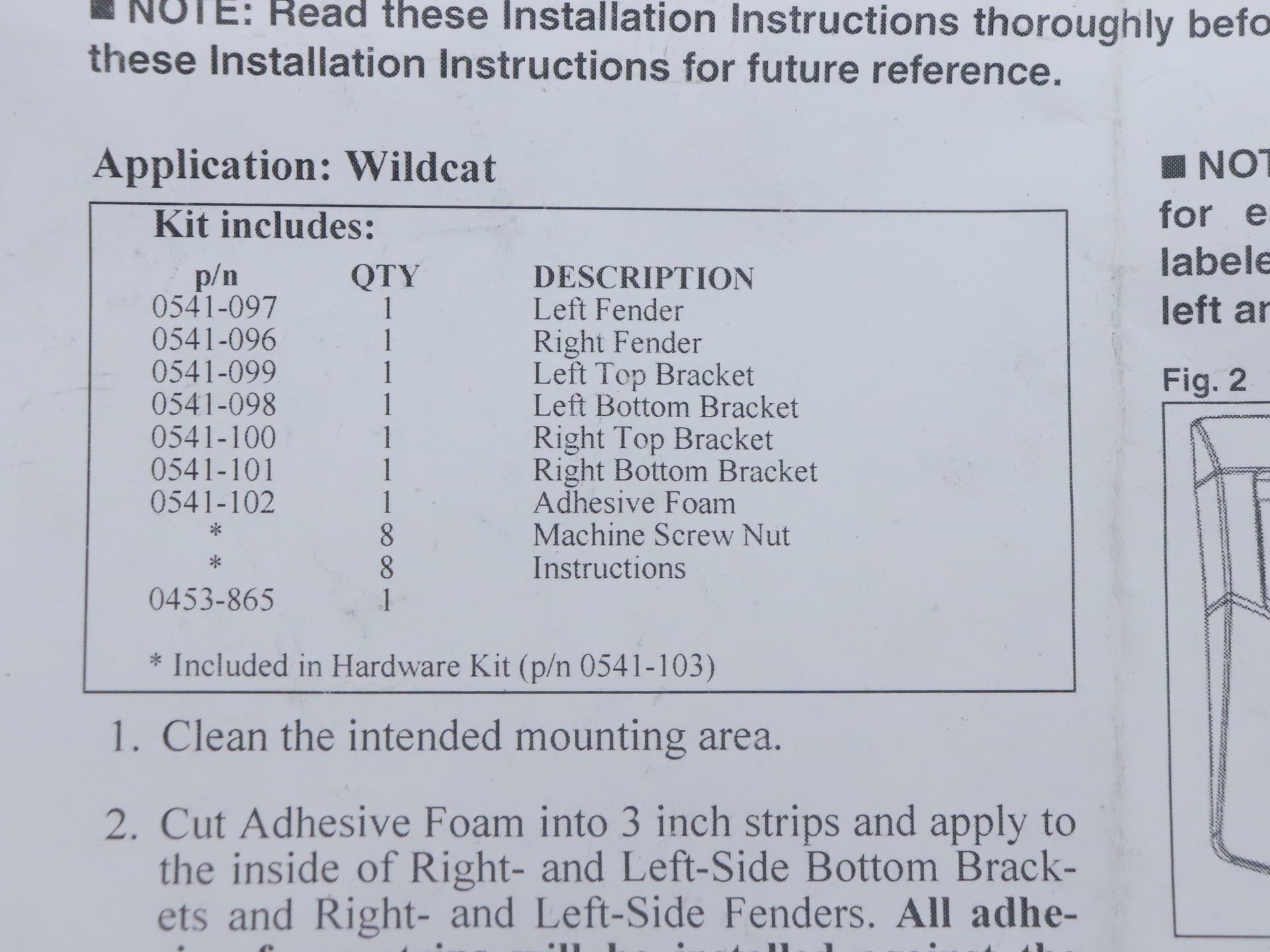 OPEN BOX - OEM Arctic Cat FRONT Fender Set Black - 12-19 Wildcat 4X - 1436-679