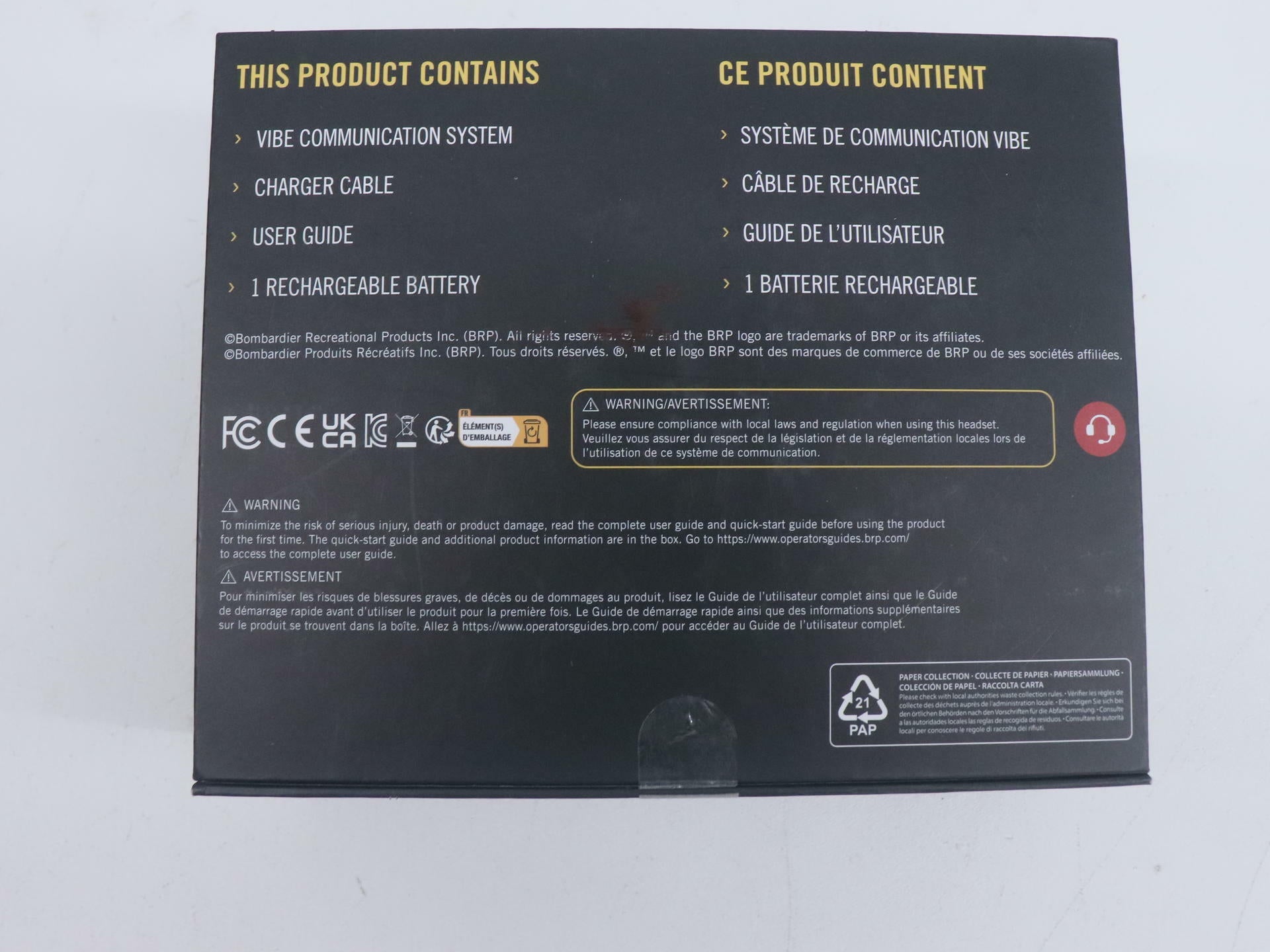 OPEN BOX - BRP Sena Vibe COMM Audio System Headset - Advex Helmets - 9290860093