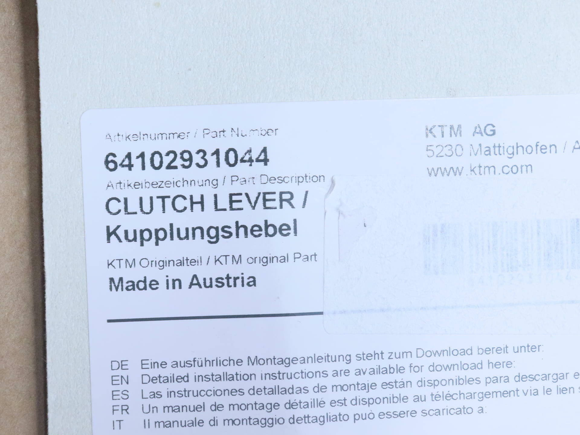 OPEN BOX - OEM KTM 790 Duke Clutch Lever Orange & Black - 64102931044