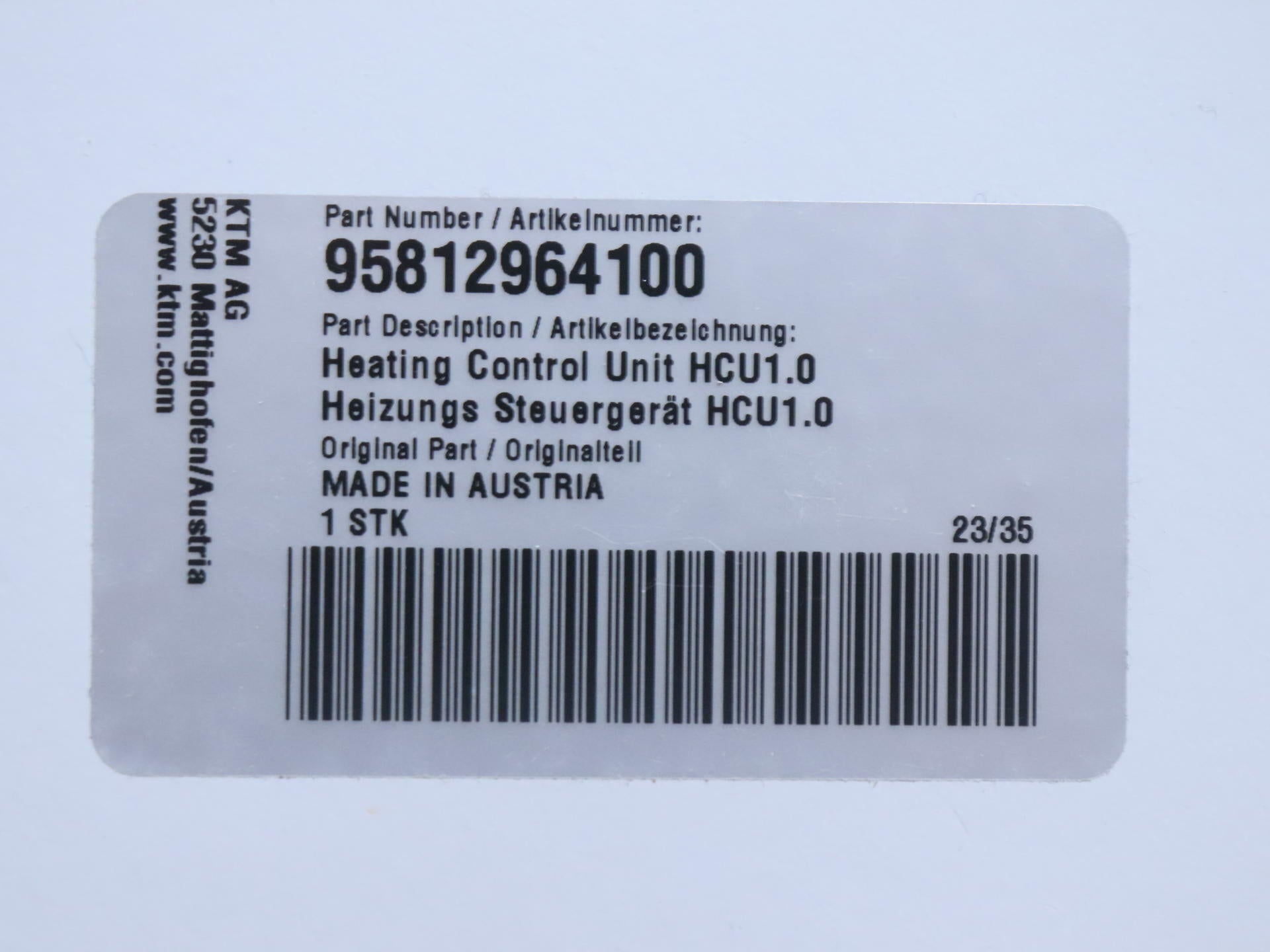 OPEN BOX - OEM KTM HCU BOX For Heated Grips/Grips - 95812964100