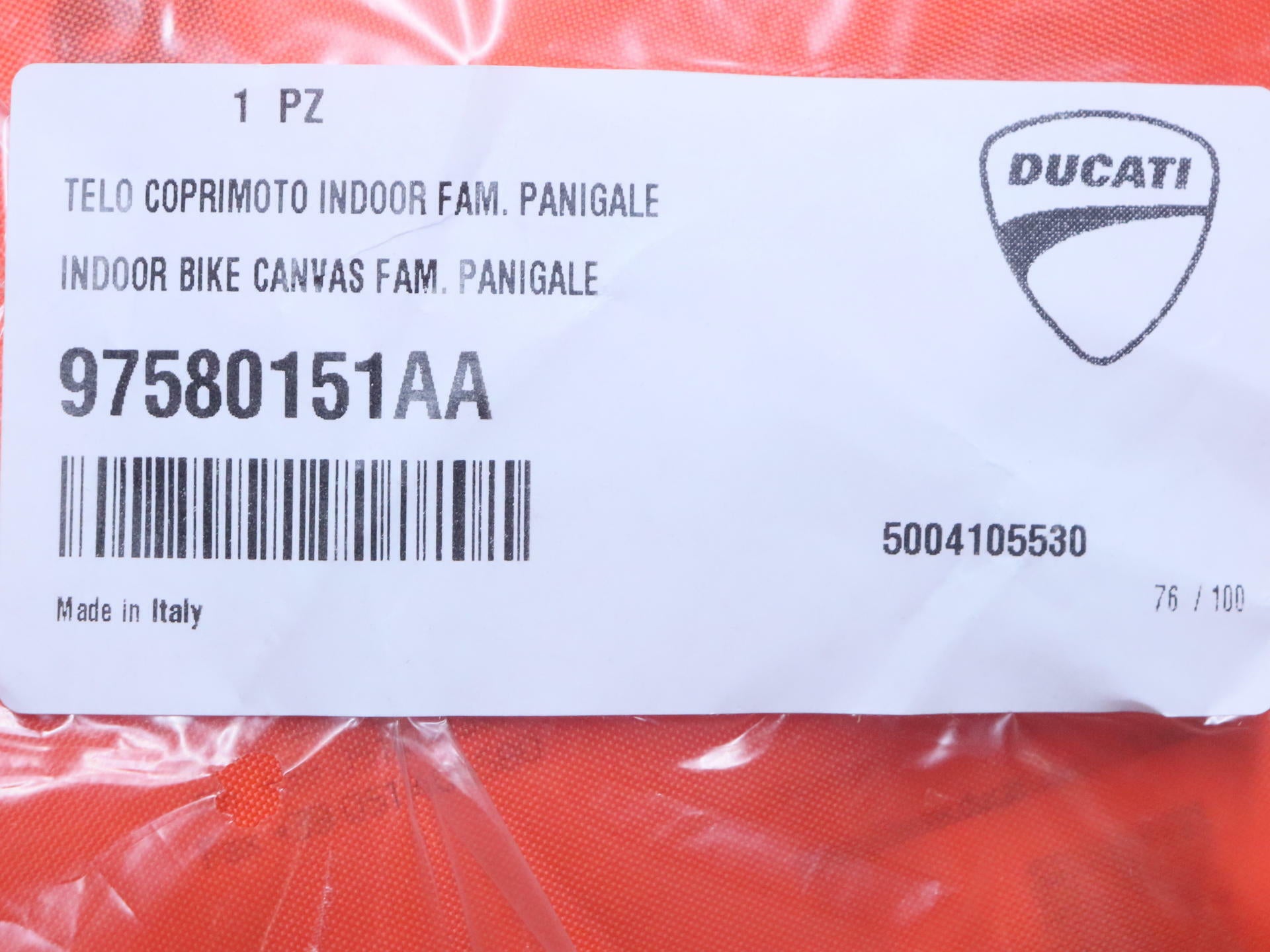 OPEN BOX - Ducati Indoor Bike Canvas Cover Red for Panigale V2 V4 - 97580151AA