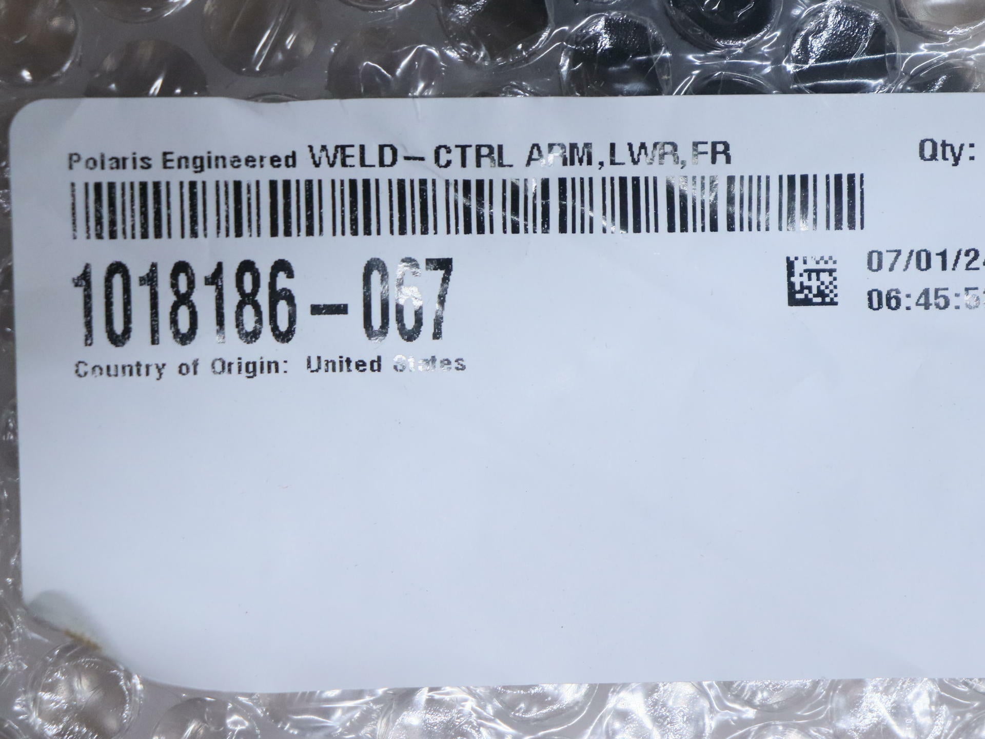 OPEN BOX - OEM Polaris Lower Front Control Arm BLACK Ranger - 1018186-067