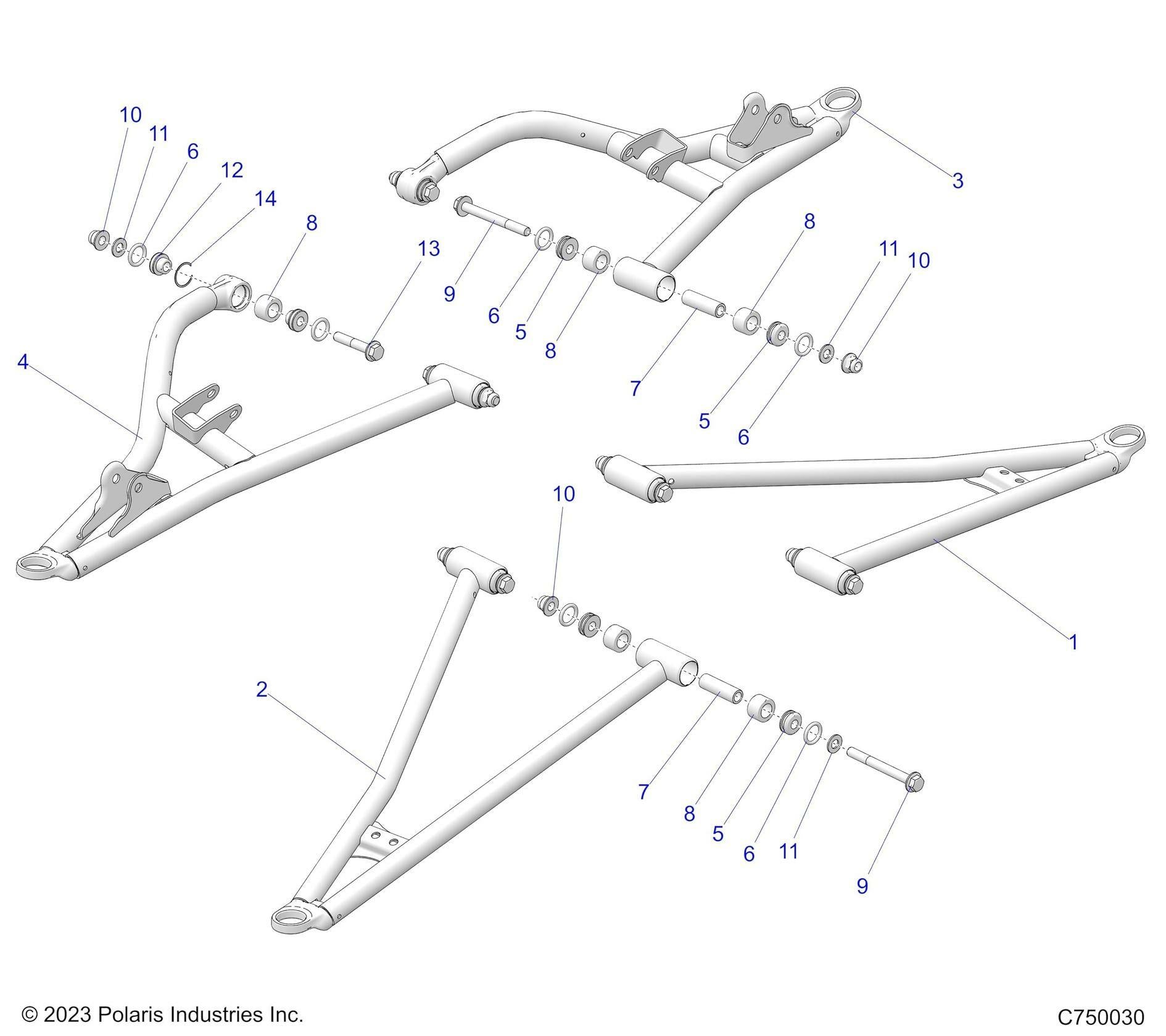 OPEN BOX - OEM Polaris Front Right Lower Control Arm 60in BLACK RZR- 1021417-458