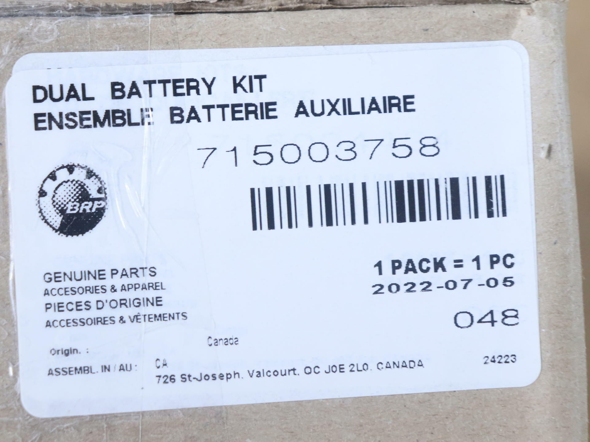 OPEN BOX - OEM Can-Am Auxiliary Dual Battery Installation Kit Defender 715003758