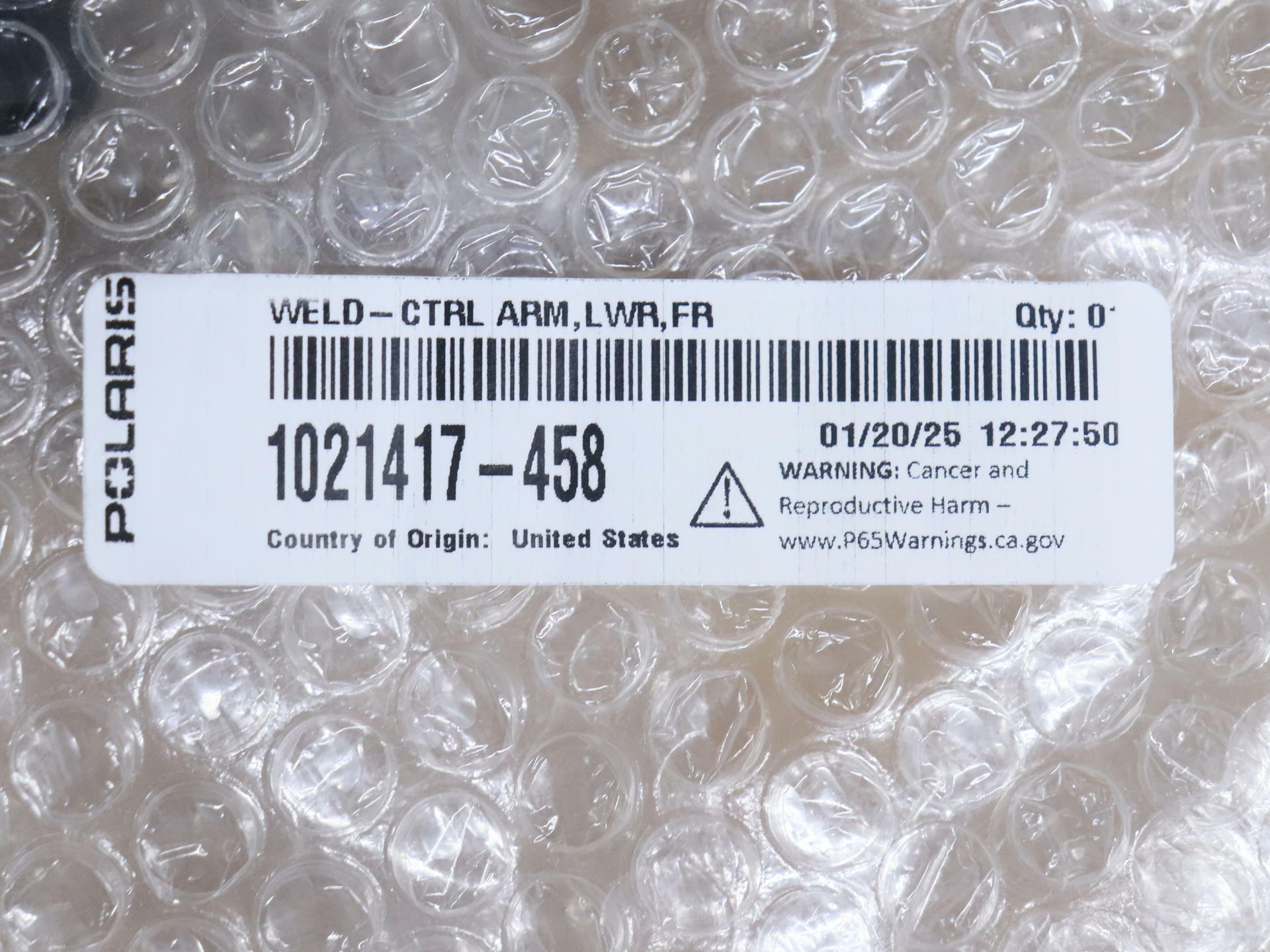 OPEN BOX - OEM Polaris Front Right Lower Control Arm 60in BLACK RZR- 1021417-458