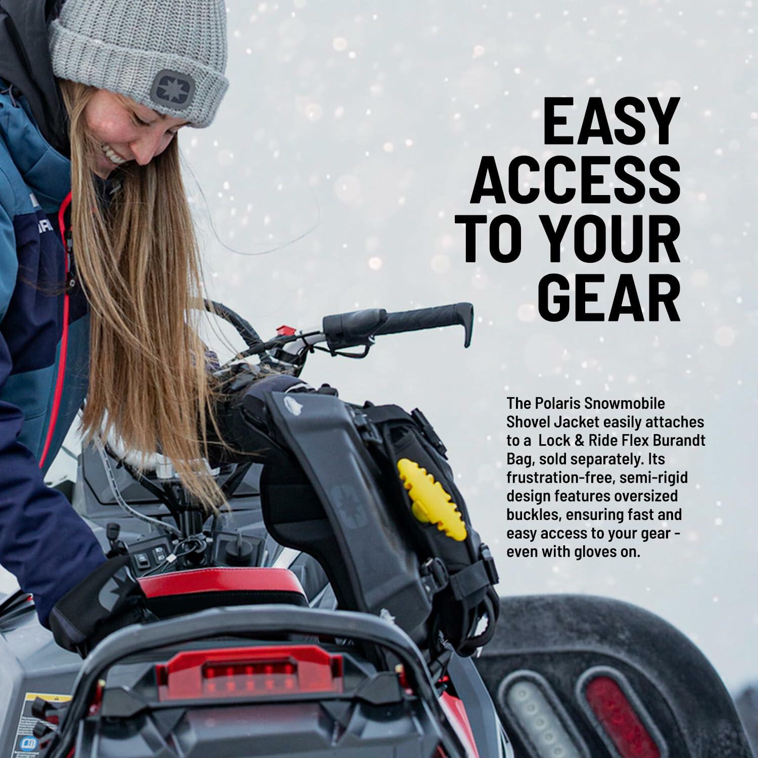 Polaris Snowmobile Shovel Jacket for Lock & Ride Flex Burandt Tunnel Bag, Black Waterproof Cargo Bag, Easy Install, Direct Attachment, Gives 2nd Snow Shovel Option, Genuine OEM - Part 2889322