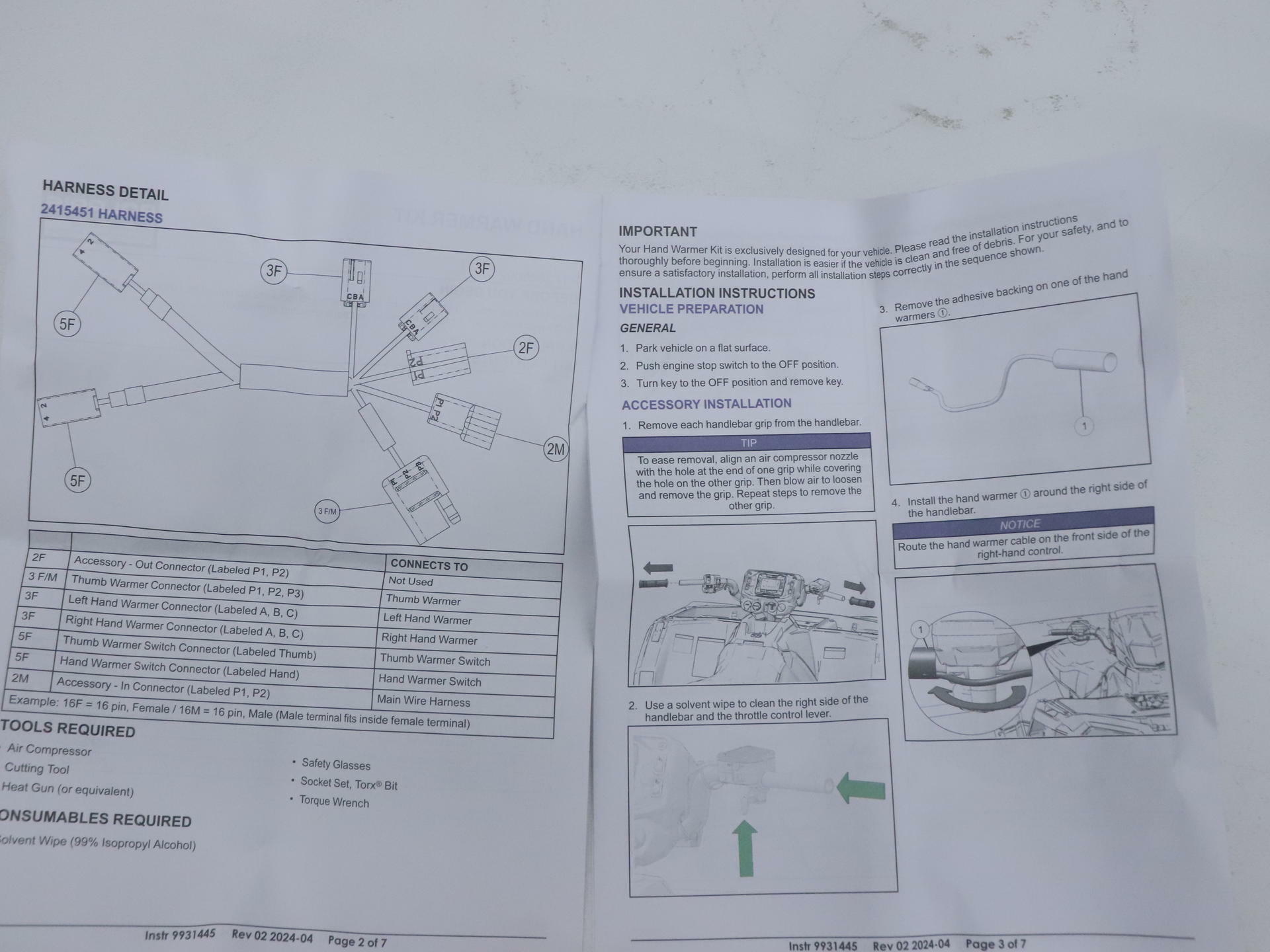 OPEN BOX - Polaris Hand & Thumb Warmer Kit 2885002 - Sportsman 450 570 XP1000