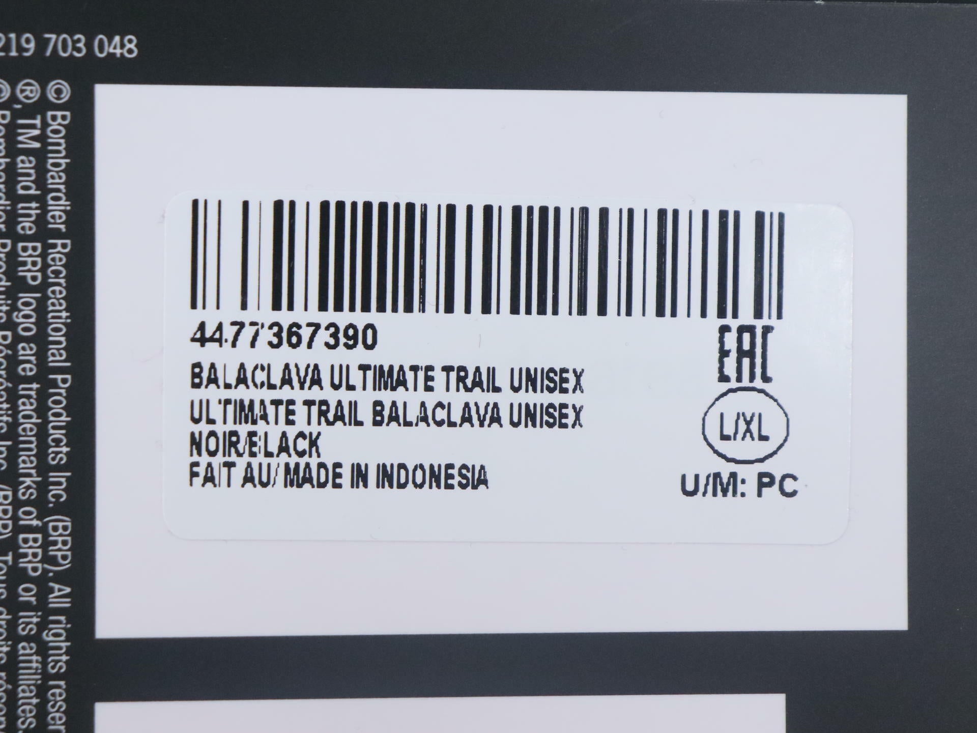 Ski-Doo Balaclava Ultimate Trail Black ADULT LG/XL Black - 4477367390