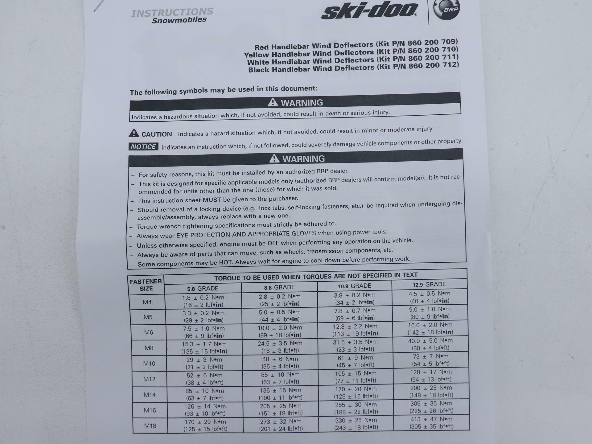 OPEN BOX - OEM Ski-Doo Hand Guard Wind Deflectors YELLOW 860200710 - REV-XP XR