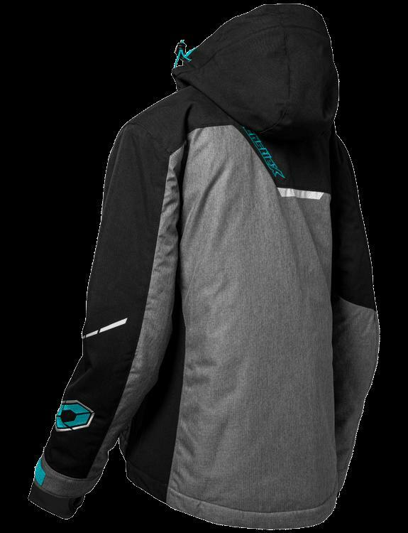 OPEN BOX - Castle X Powder Jacket Heather Black/Turq - WOMENS X-SMALL - 71-3721