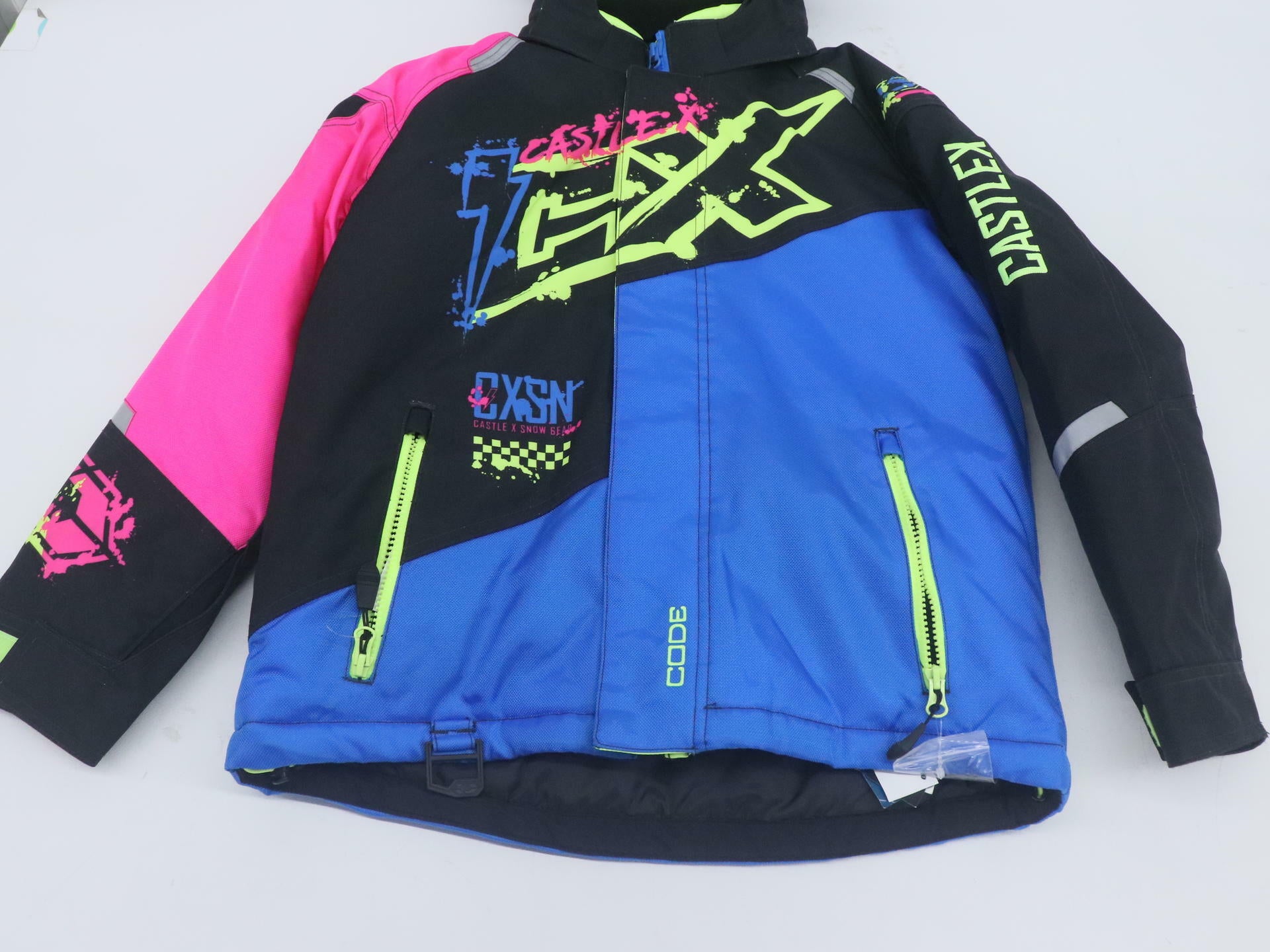 Castle X Code Youth Medium Snowmobile Jacket Blue Pink 72-8334 - Open Box