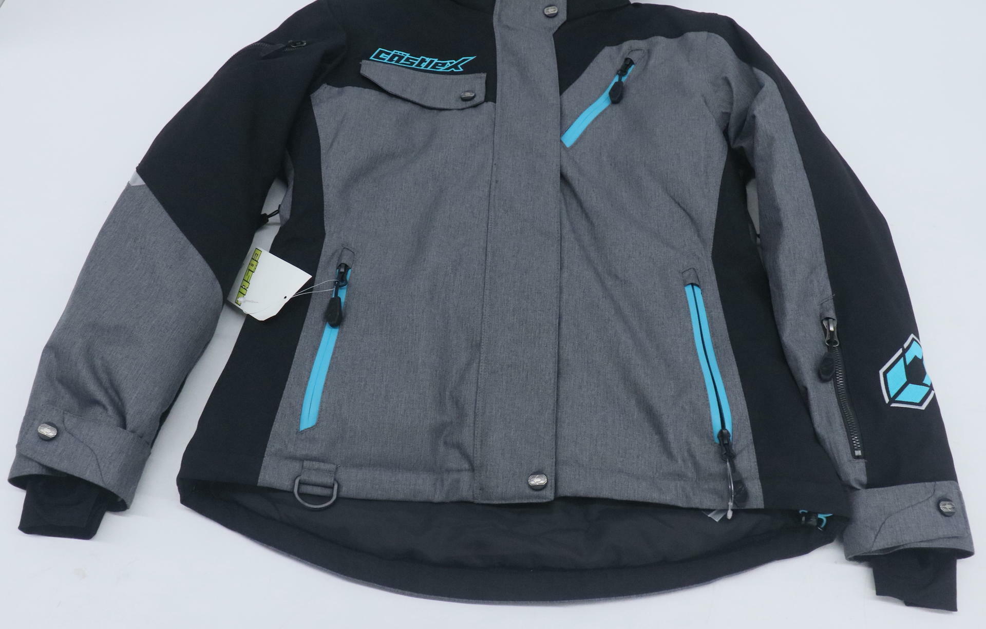 OPEN BOX - Castle X Powder Jacket Heather Black/Turq - WOMENS X-SMALL - 71-3721