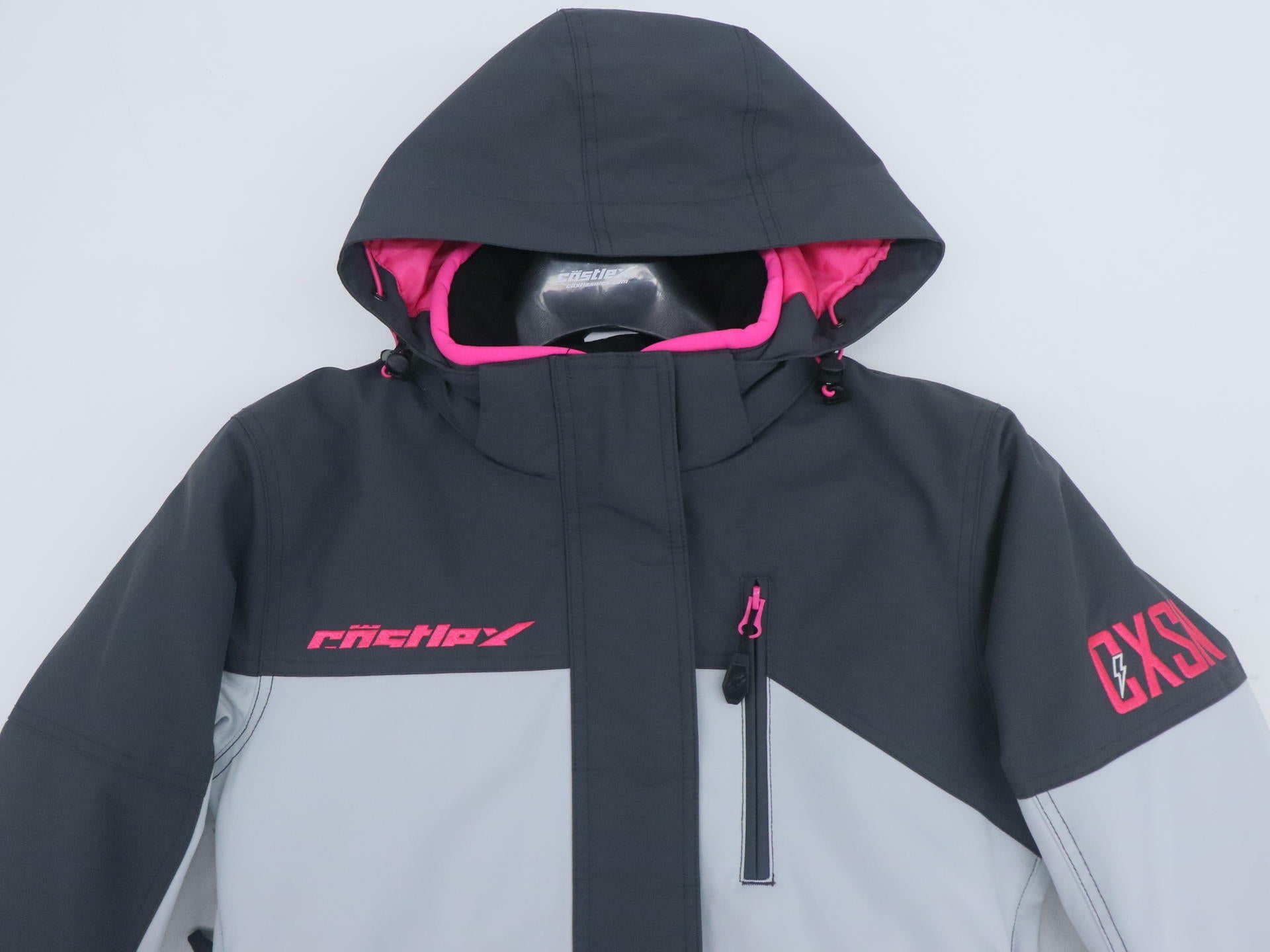 Castle X Womens Phase Snowmobile Jacket Silver Pink Glo XS 71-4241 - Open Box