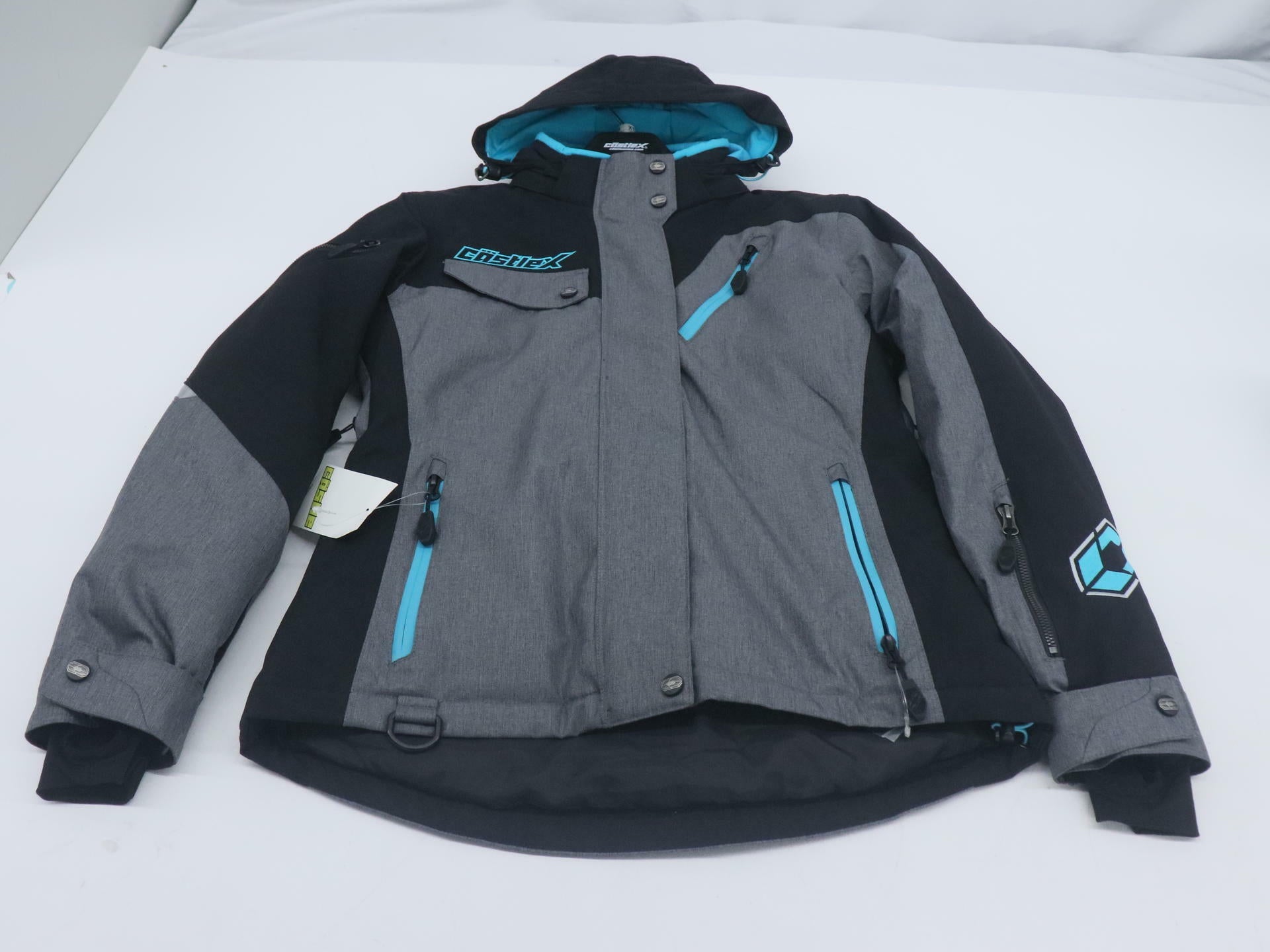 OPEN BOX - Castle X Powder Jacket Heather Black/Turq - WOMENS X-SMALL - 71-3721