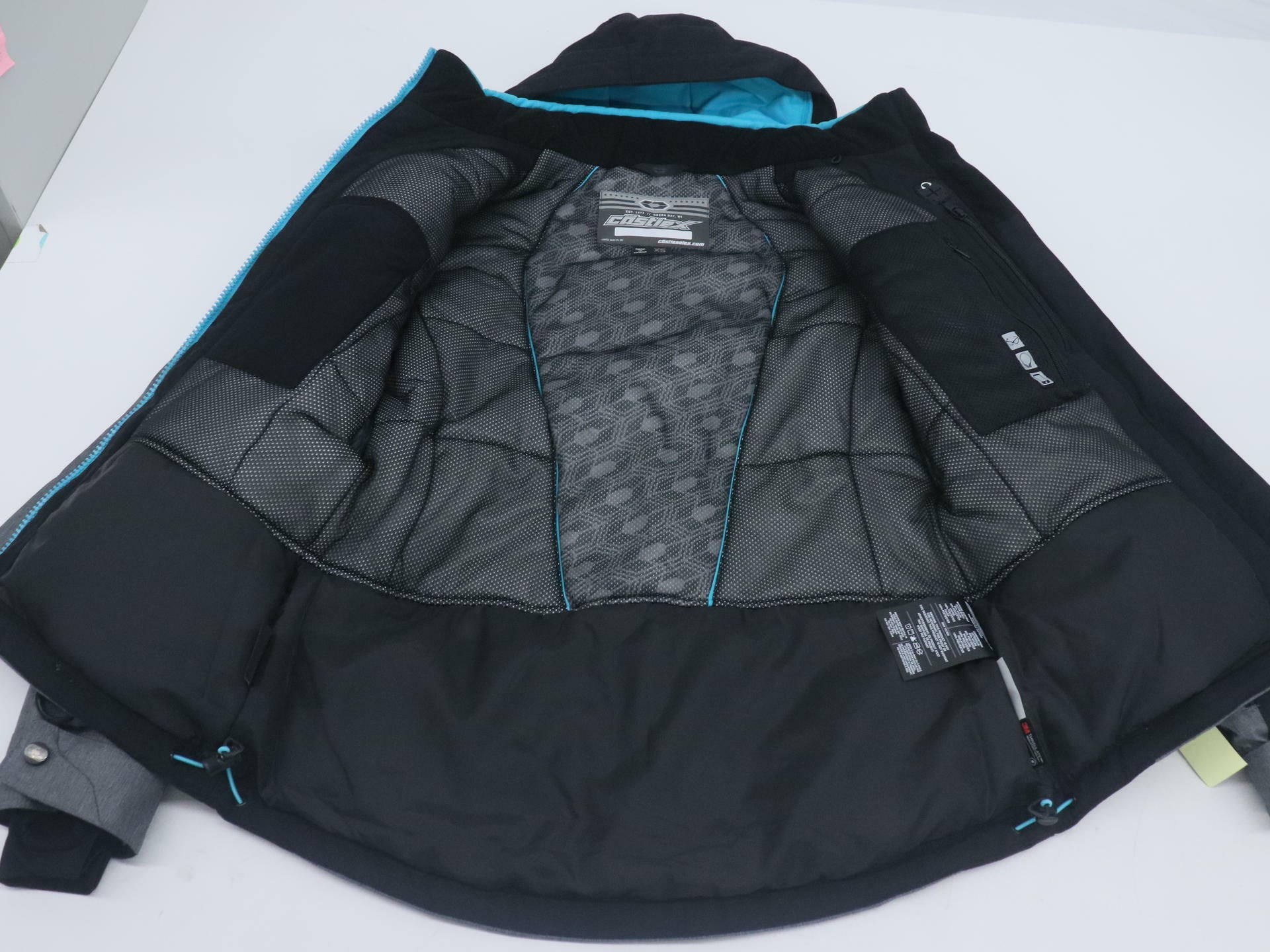 OPEN BOX - Castle X Powder Jacket Heather Black/Turq - WOMENS X-SMALL - 71-3721