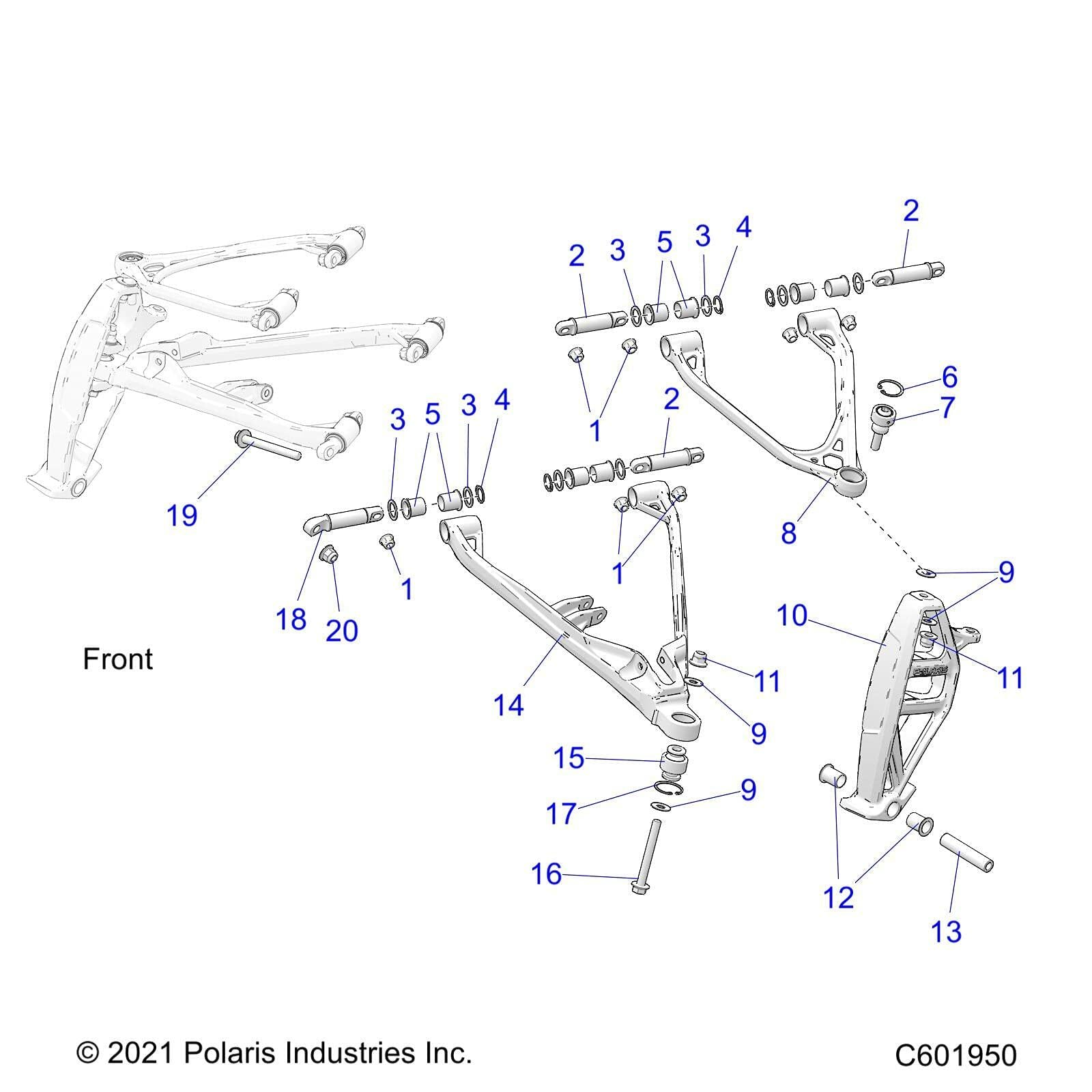 Polaris Snowmobile Control Arm, Upper, Right Side, Genuine OEM Part 1824655-309, Qty 1