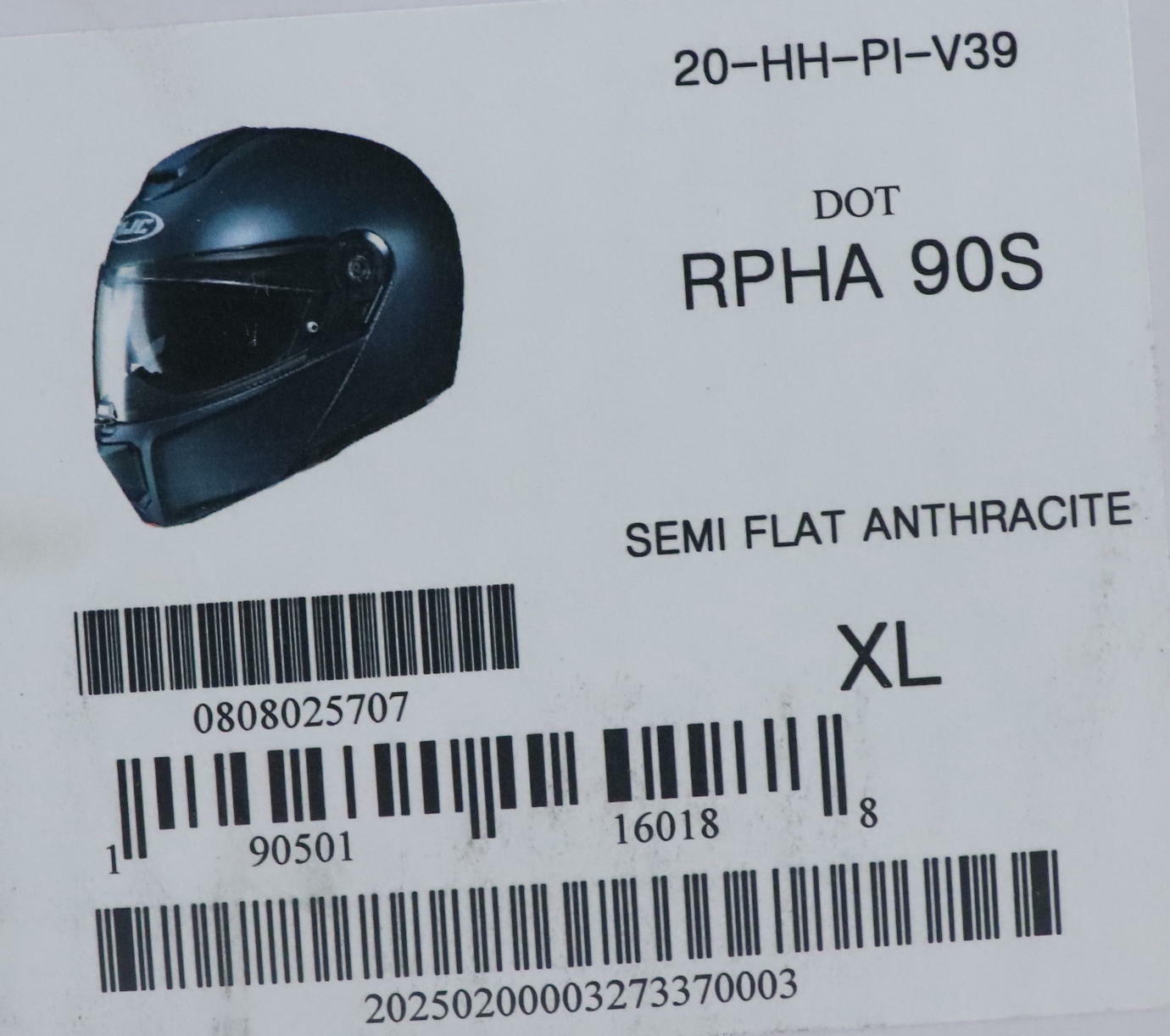 HJC Helmet Modular Semi-Flat Anthracite ADULT XL RPHA 90SF - 1806-595 - Open Box