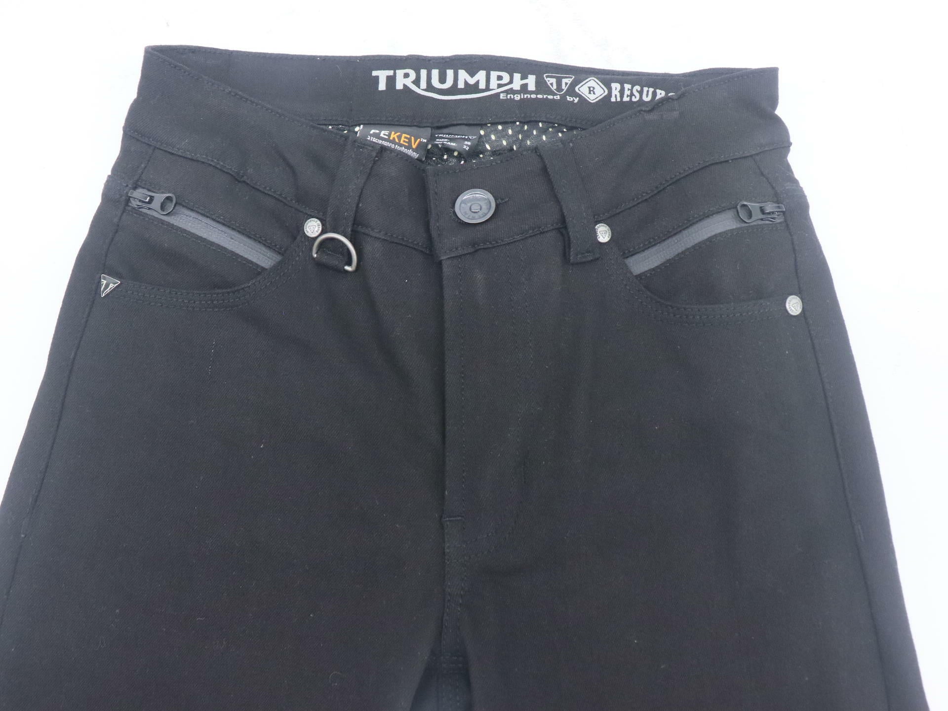 Triumph Womens Skinny Motorcycle Riding Jean Black 28R MDJS17120-28R -OPEN BOX
