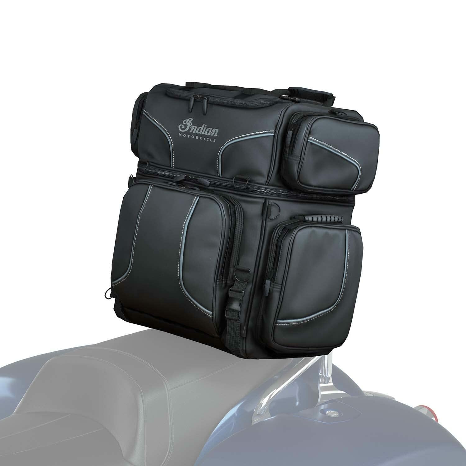 Indian Motorcycle Spirit Lake Touring Bag, for Specific Models, Black Vinyl, Six Accessible Storage Compartments - Part 2889144-VBA