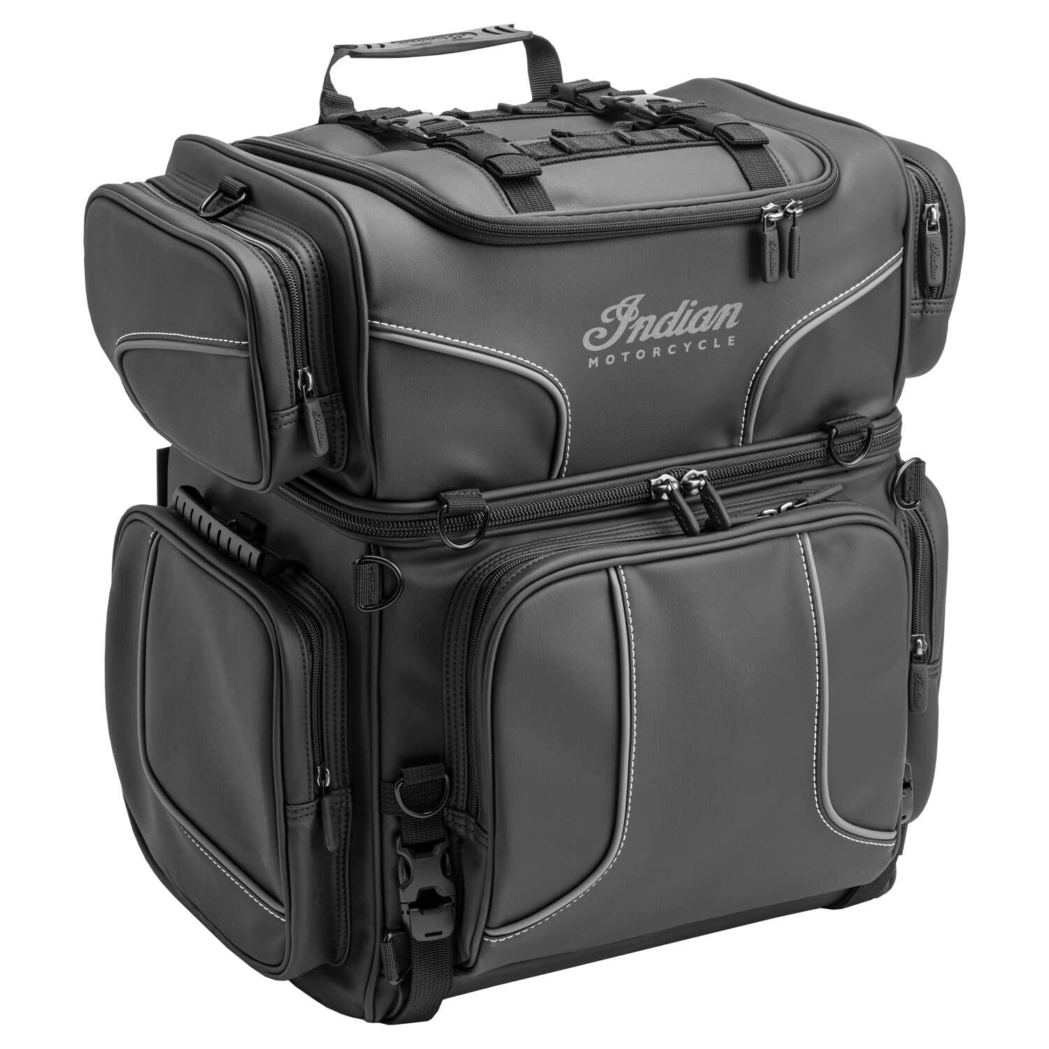 Indian Motorcycle Spirit Lake Touring Bag, for Specific Models, Black Vinyl, Six Accessible Storage Compartments - Part 2889144-VBA