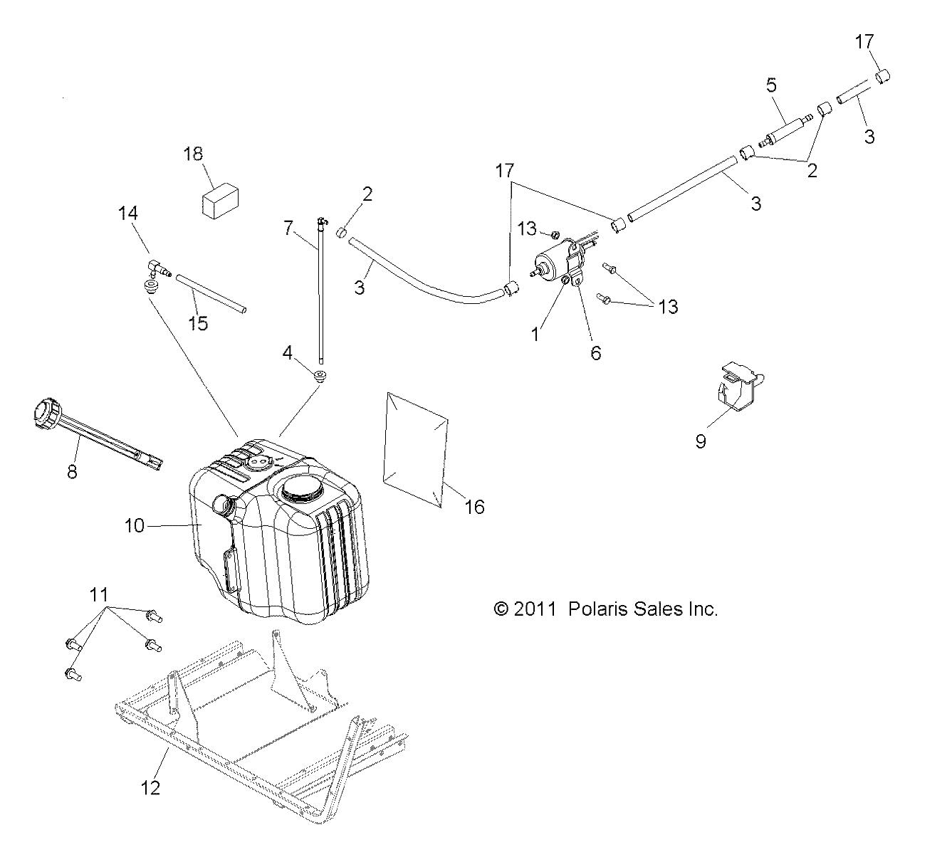 Polaris Ranger Fuel Assembly Pickup with Filter, Genuine OEM Part 2521026, Qty 1