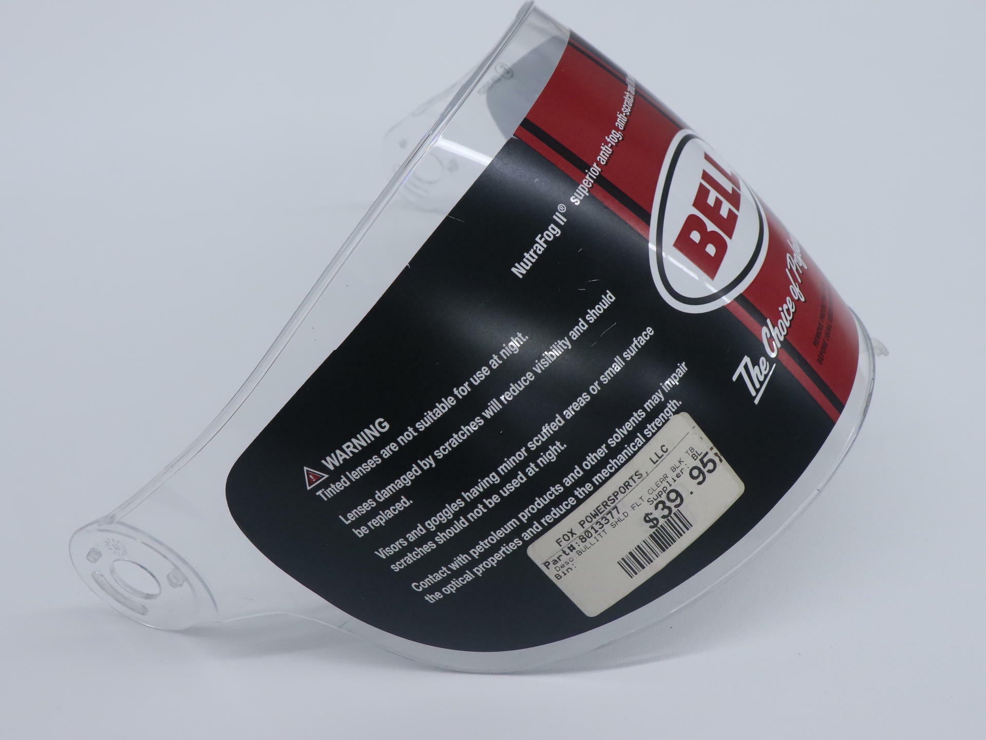 OEM Bell Face Shield Visor BULLITT Flat - CLEAR w/Black Tab - 8013377