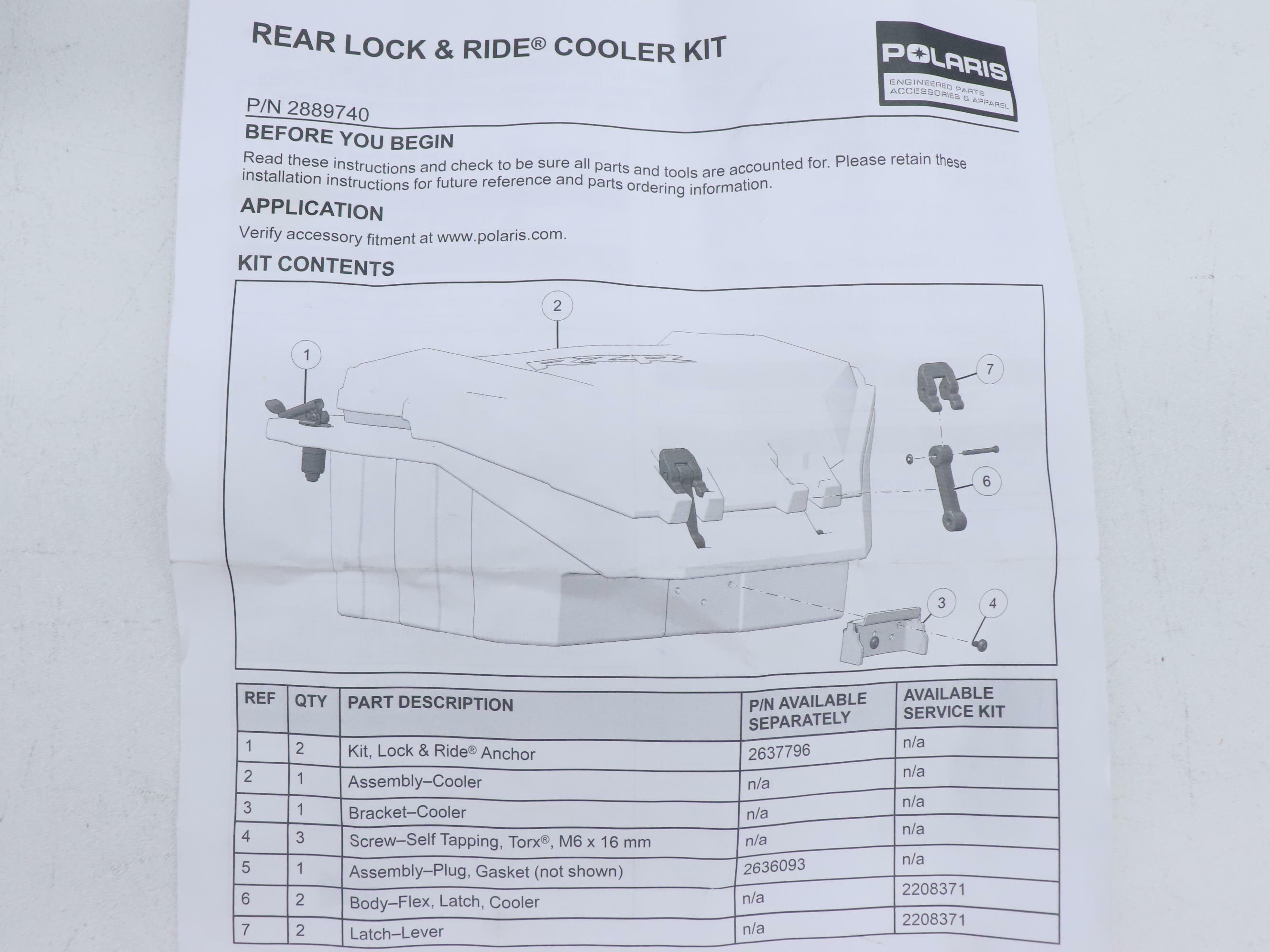 OEM Polaris 23 QT Rear Insulated Cooler Storage 2889740 Lock & Ride - OPEN BOX