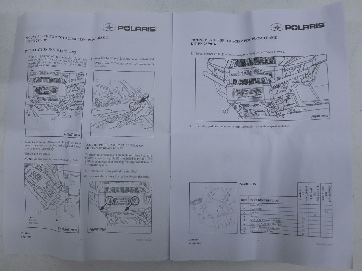 OEM Polaris Snow Plow Mount Pro-Series 2879106 Ranger Crew XP 570 900 - OPEN BOX
